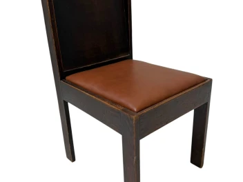 Art Deco Modernist Side Chair with Leather Seat, 1930s